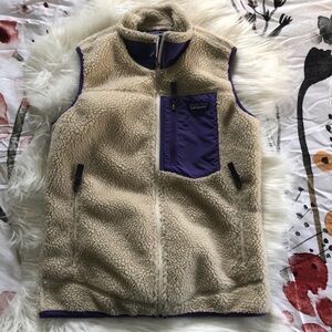 Patagonia Women’s Classic Retro X Fleece Vest,  Cream and Purple